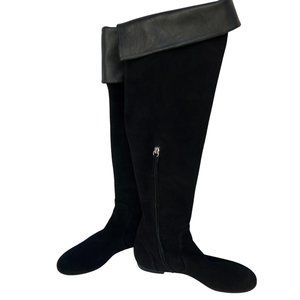 Giuseppe Zanotti Round Toe Side Zipper Over The Knee Bootie Black Suede Size 39